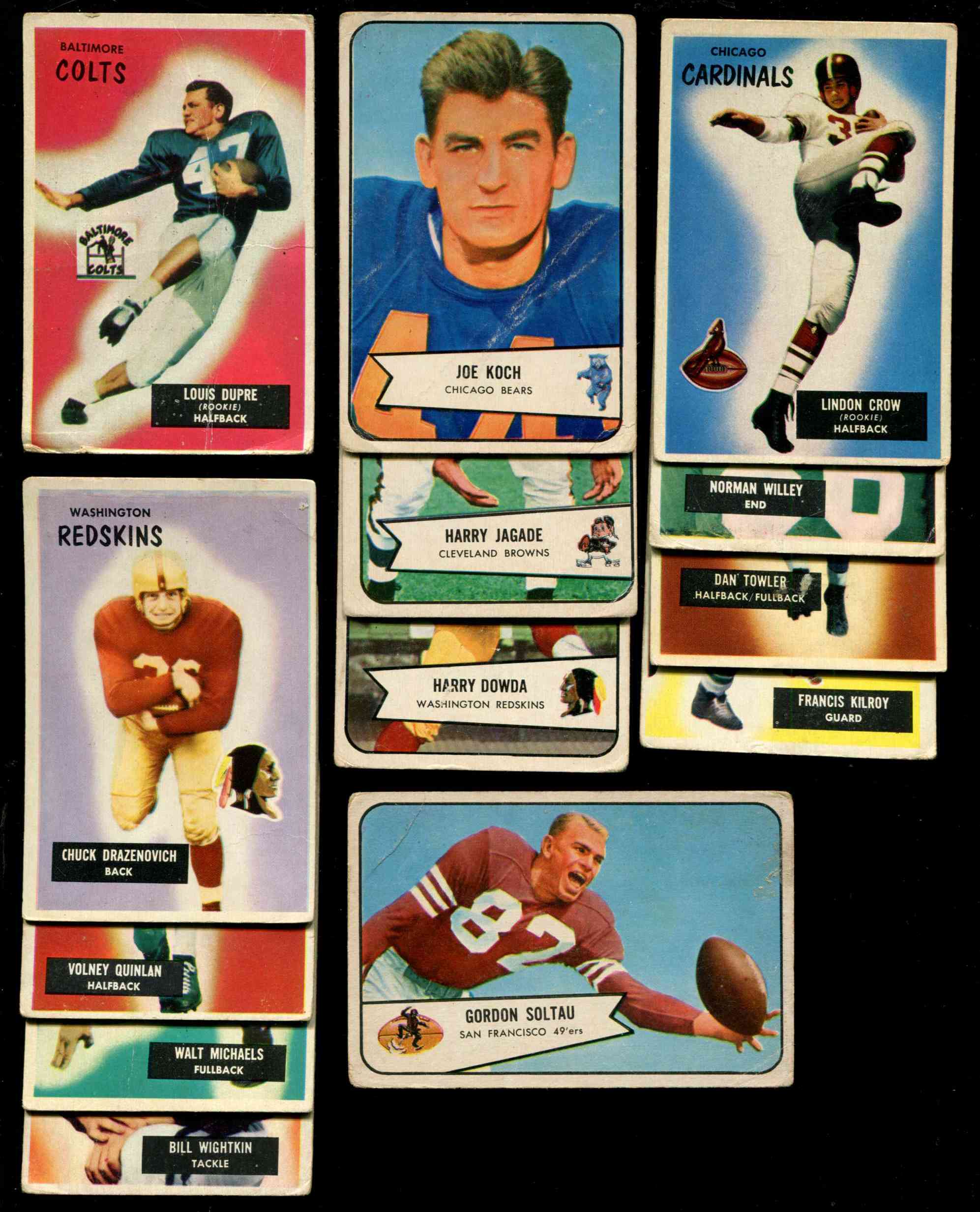 1955 Bowman  + 1954 Bowman Football/FB - Lot of (13) different Football cards value