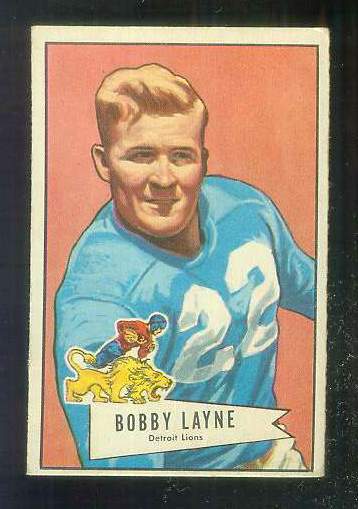 1952 Bowman Small FB # 78 Bobby Layne [#a] (Lions) Football cards value