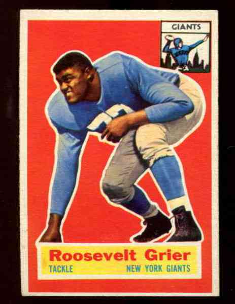 1956 Topps FB #101 Roosevelt Grier ROOKIE (NY Giants) Football cards value