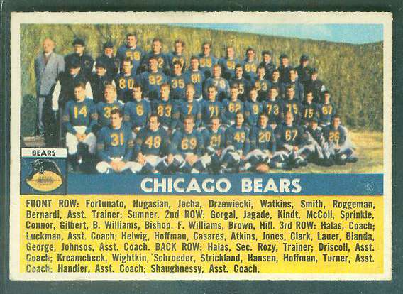 1956 Topps FB #119 Chicago Bears TEAM card [#b] Football cards value