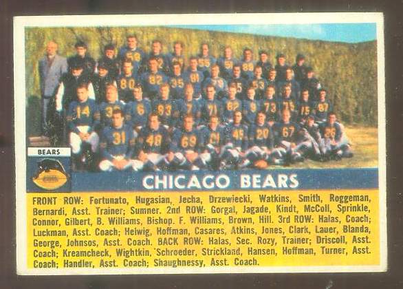 1956 Topps FB #119 Chicago Bears TEAM card [#] Football cards value