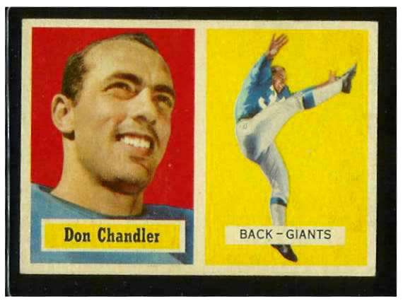 1957 Topps FB #.23 Don Chandler ROOKIE (NY Giants) Football cards value