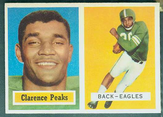 1957 Topps FB #.37 Clarence Peaks ROOKIE (Eagles) Football cards value