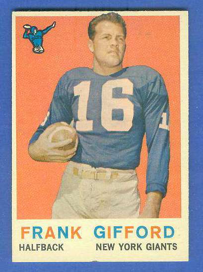 1959 Topps FB #.20 Frank Gifford [#b] (New York Giants) Football cards value