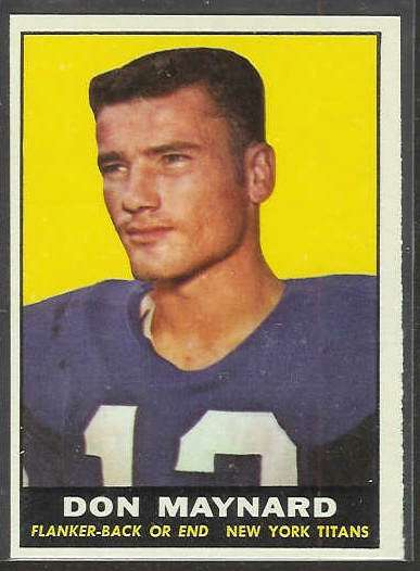 1961 Topps FB #150 Don Maynard ROOKIE (New York Titans/Jets) Football cards value