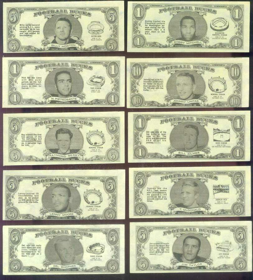 1962 Topps Football Bucks #26 Billy Kilmer (49ers) Baseball cards value