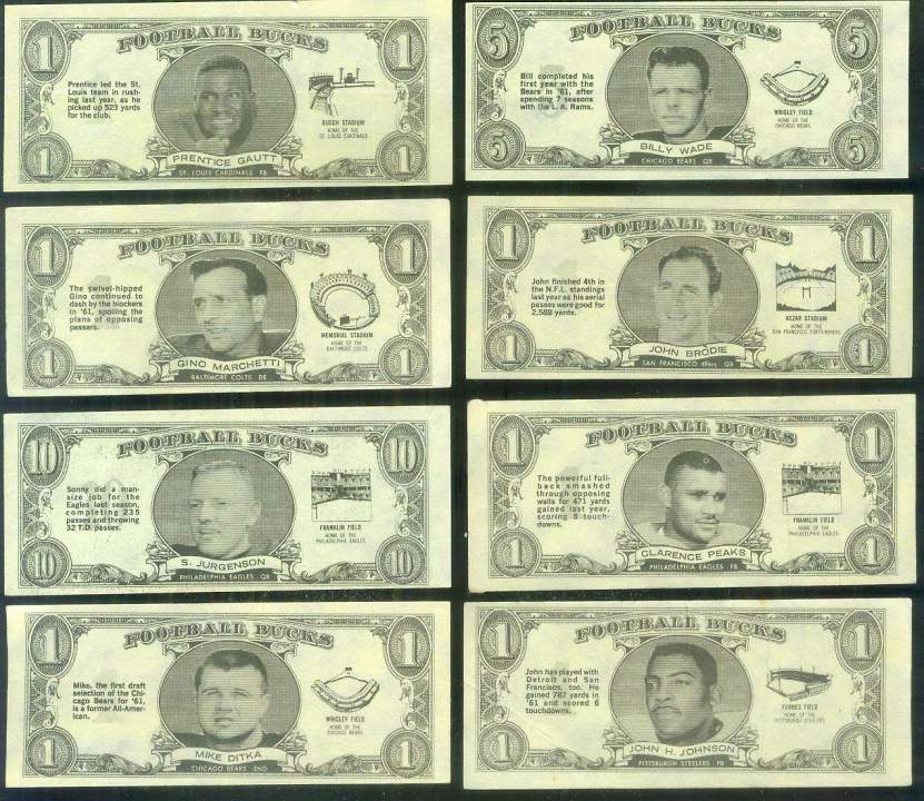 1962 Topps Football Bucks #45 Sonny Jurgensen UER (Eagles) Baseball cards value