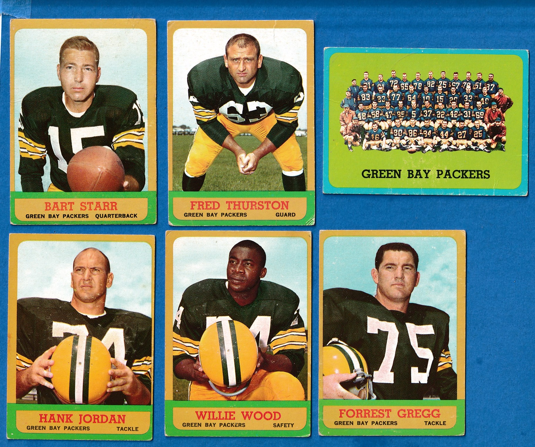 1963 Topps FB  - Green Bay PACKERS - Lot (6) diff. w/BART STARR Football cards value