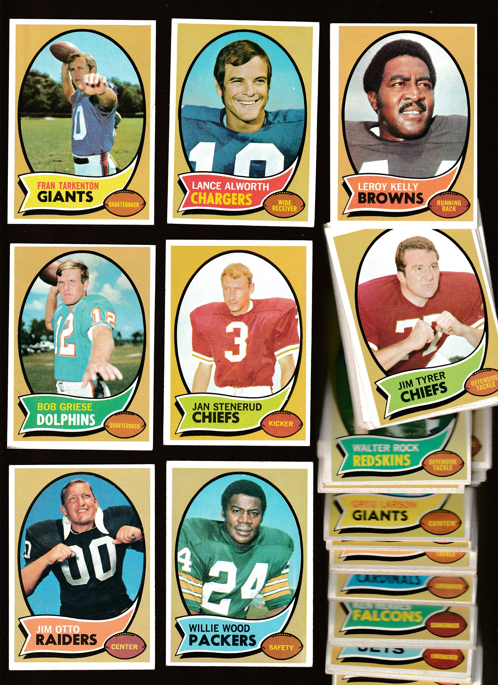 1970 Topps FB  - Starter Set Lot (135+ of 263) with Stars ! Football cards value