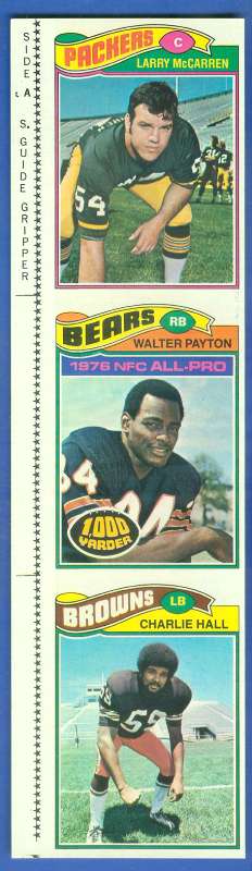  1977 Topps 3-Card UNCUT PANEL - with #360 WALTER PAYTON's 2nd year card !! Football cards value