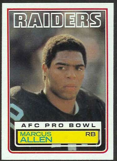 1983 Topps FB #294 Marcus Allen ROOKIE [#] (Raiders) Football cards value