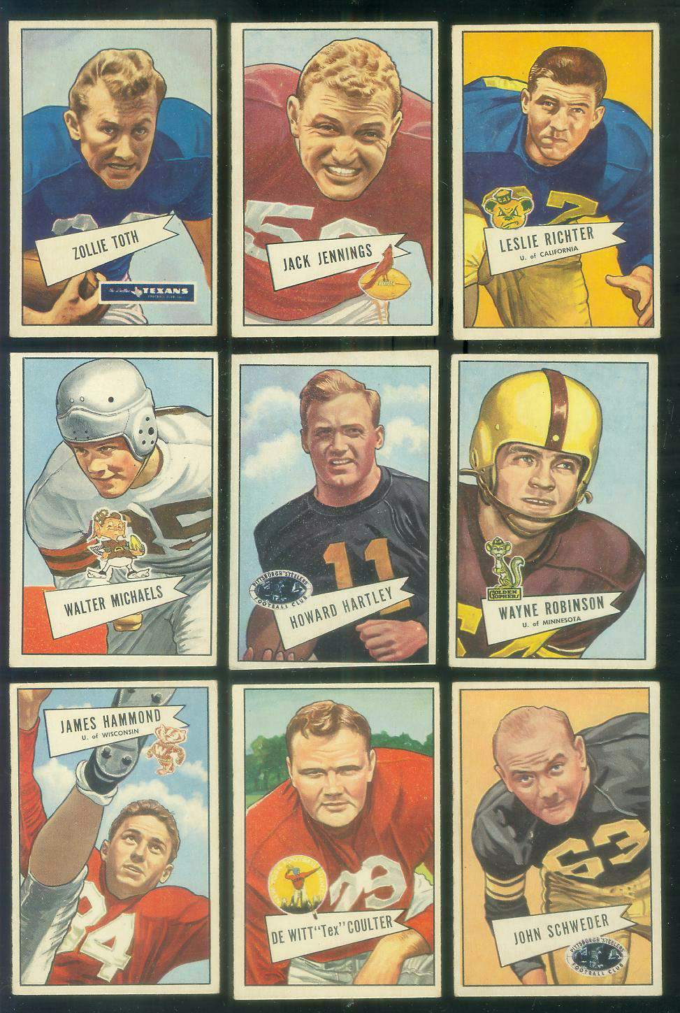 1952 Bowman Small FB # 71 De Witt 'Tex' Coulter (New York Giants) Football cards value