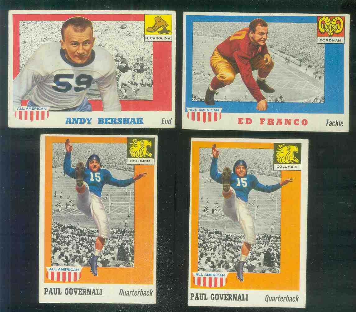 1955 Topps ALL-AMERICAN FB #..7 Andy Bershak (North Carolina) Football cards value