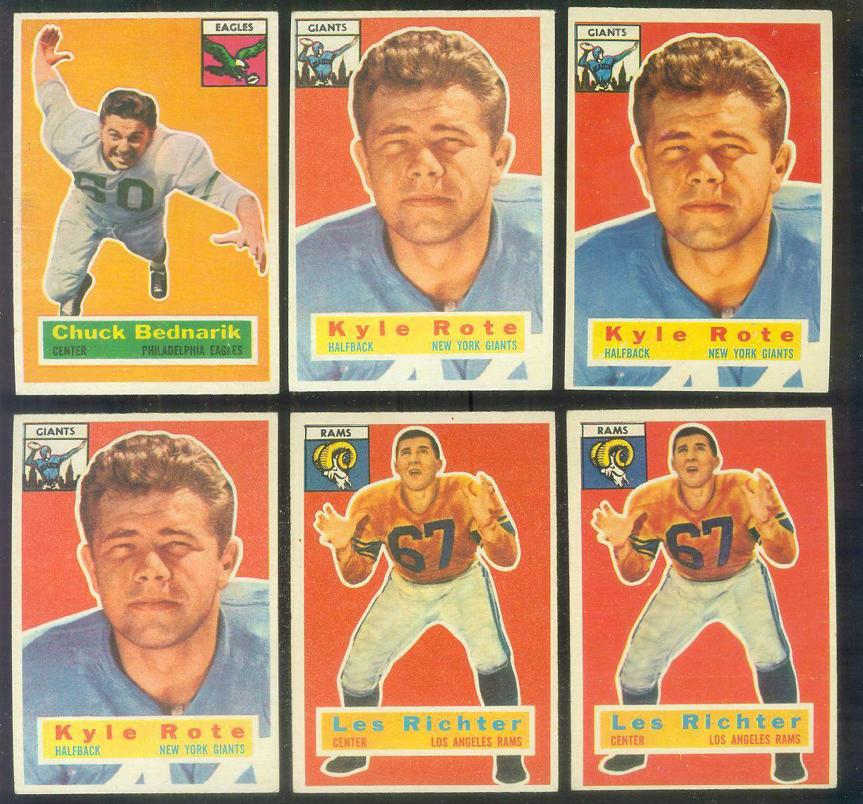 1956 Topps FB # 29 Kyle Rote (New York Giants) Football cards value