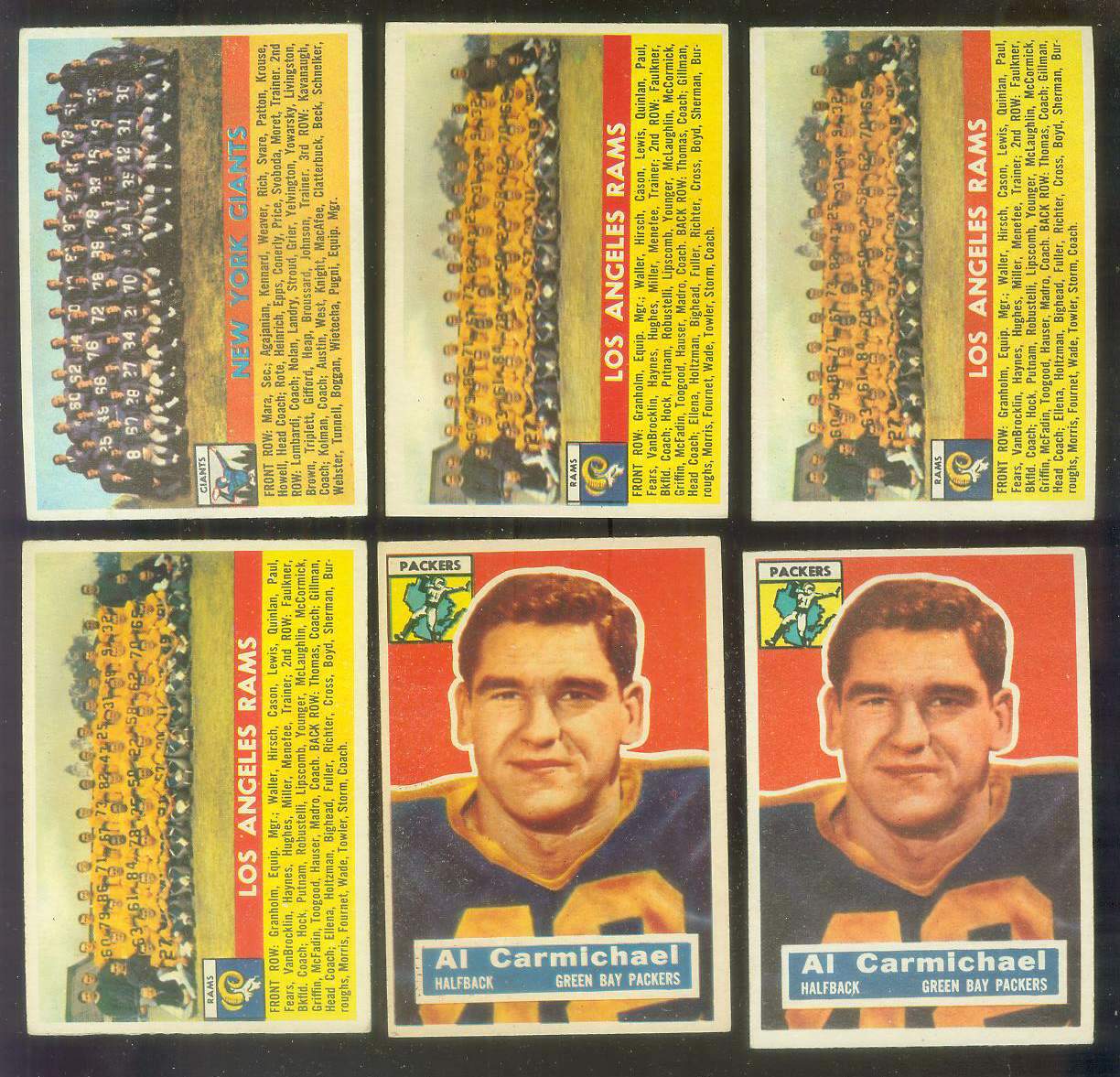1956 Topps FB #114 Los Angeles Rams TEAM card Football cards value