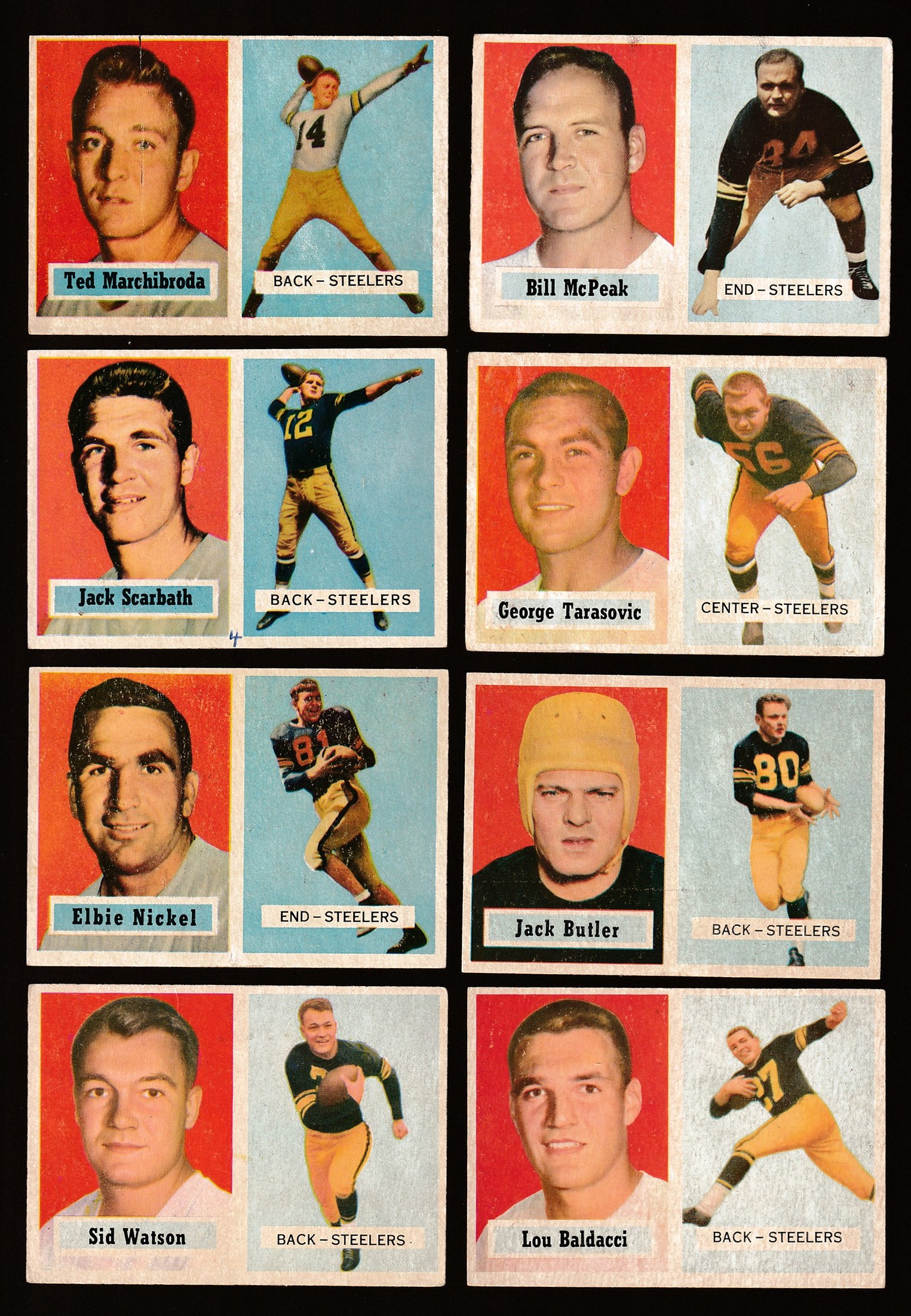 1957 Topps FB  - Pittsburgh STEELERS Near Team Set/Lot (8/12) Football cards value