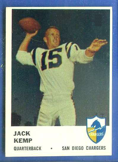 1961 Fleer FB #155 Jack Kemp (Chargers) Football cards value
