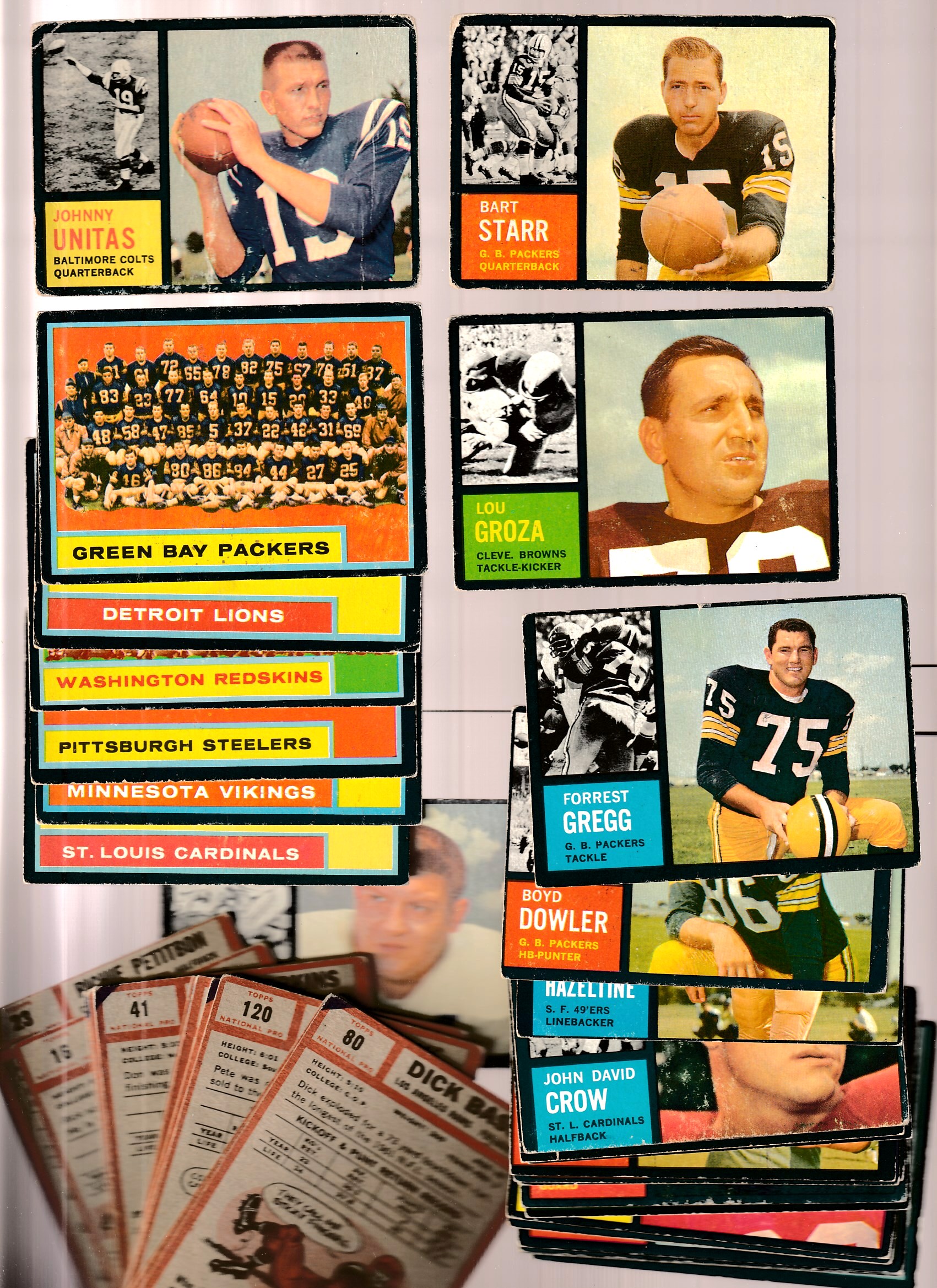 1962 Topps FB  - Lot of (45) diff. w/BART STARR,JOHNNY UNITAS ... Football cards value