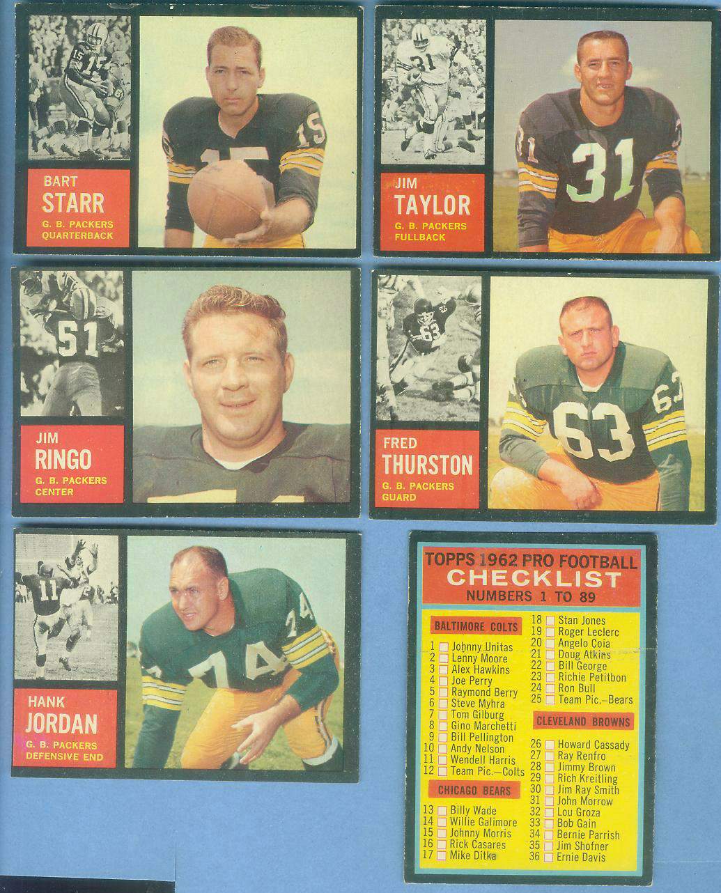 1962 Topps FB # 63 Bart Starr SHORT PRINT [#] (Packers) Football cards value