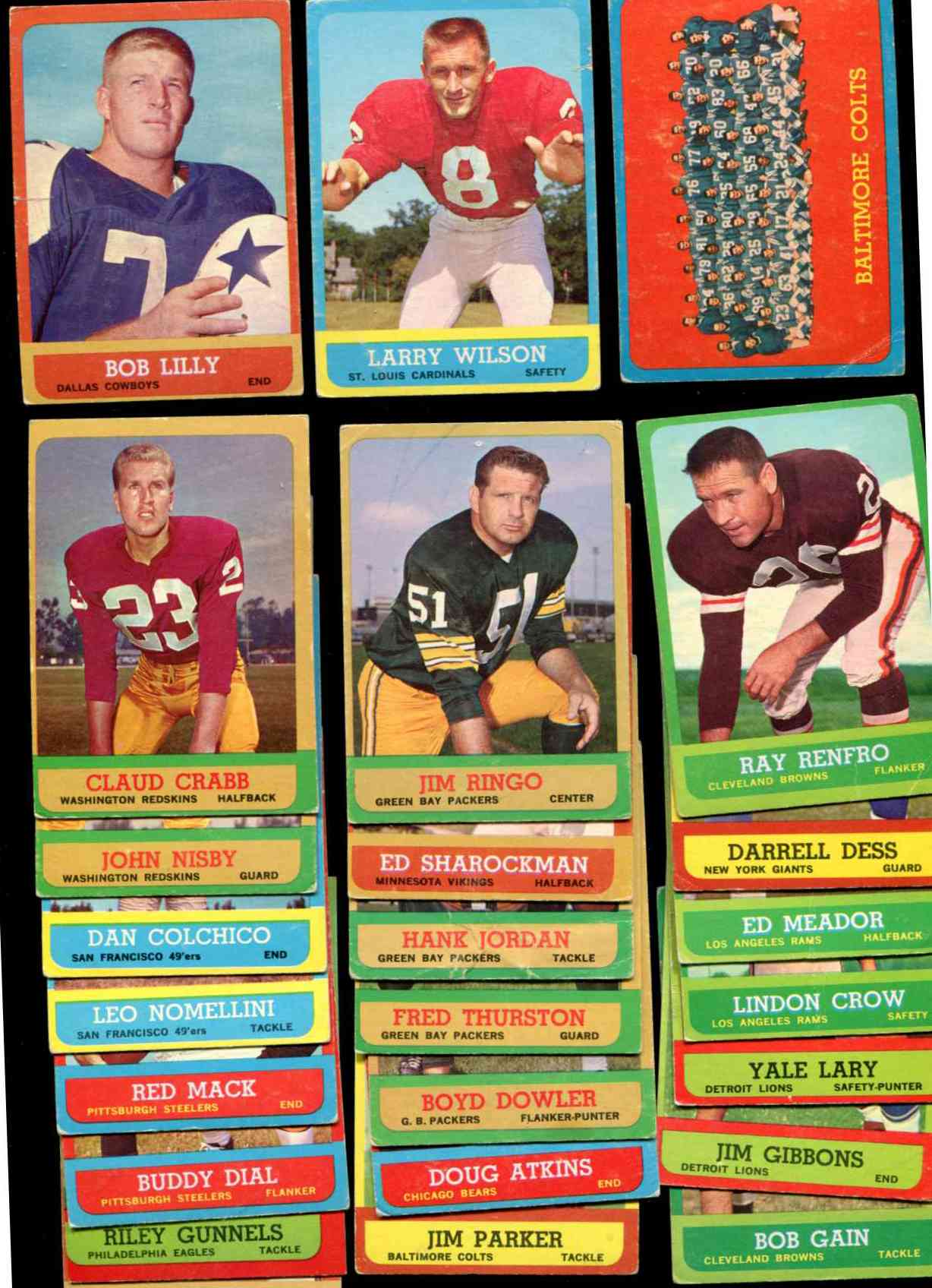 1963 Topps FB  - Lot of (25) diff. w/Bob Lilly ROOKIE SHORT PRINT ($150) Football cards value