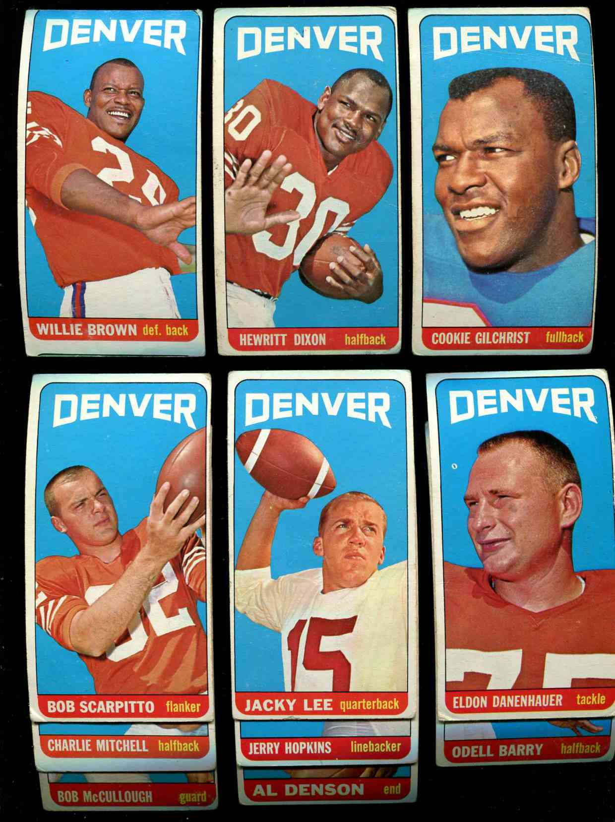 1965 Topps FB  - DENVER BRONCOS Team Lot of (12) cards Football cards value