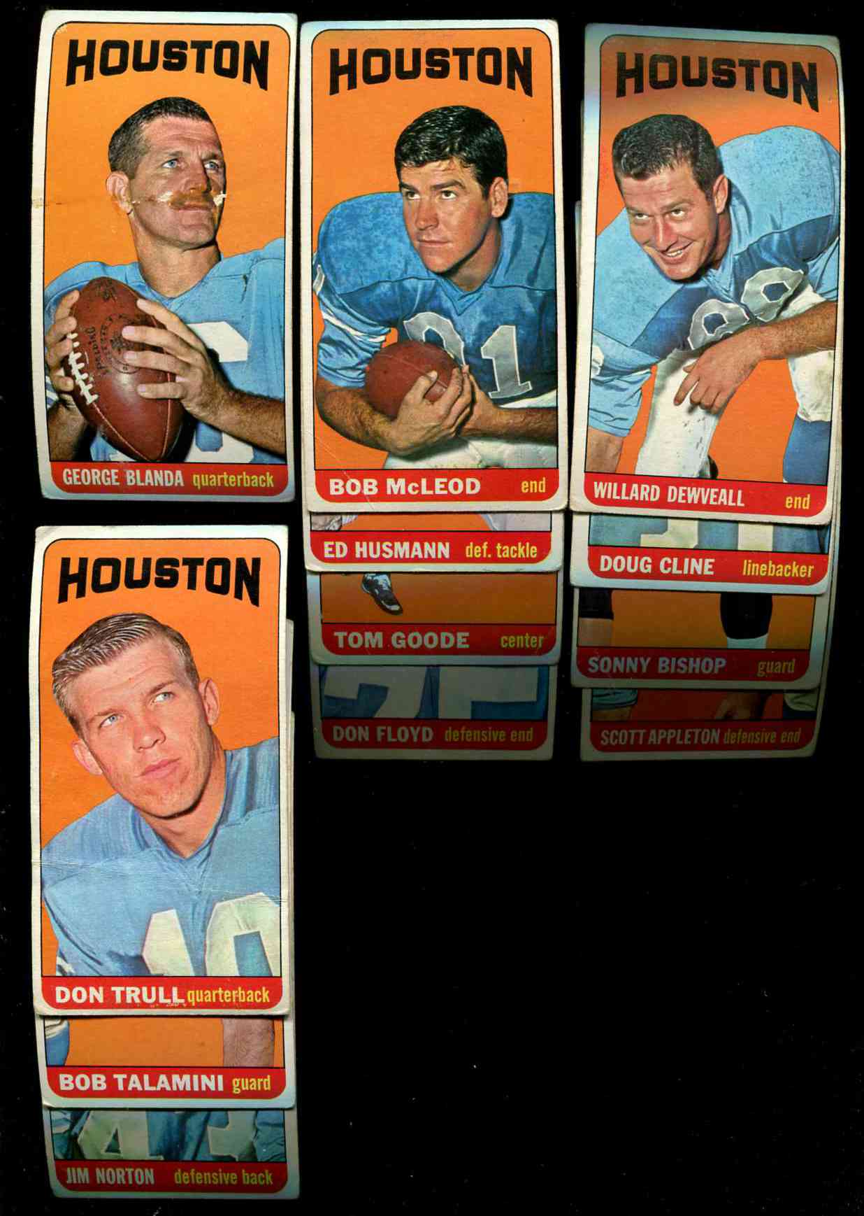 1965 Topps FB  - HOUSTON OILERS Team Lot of (12) cards Football cards value