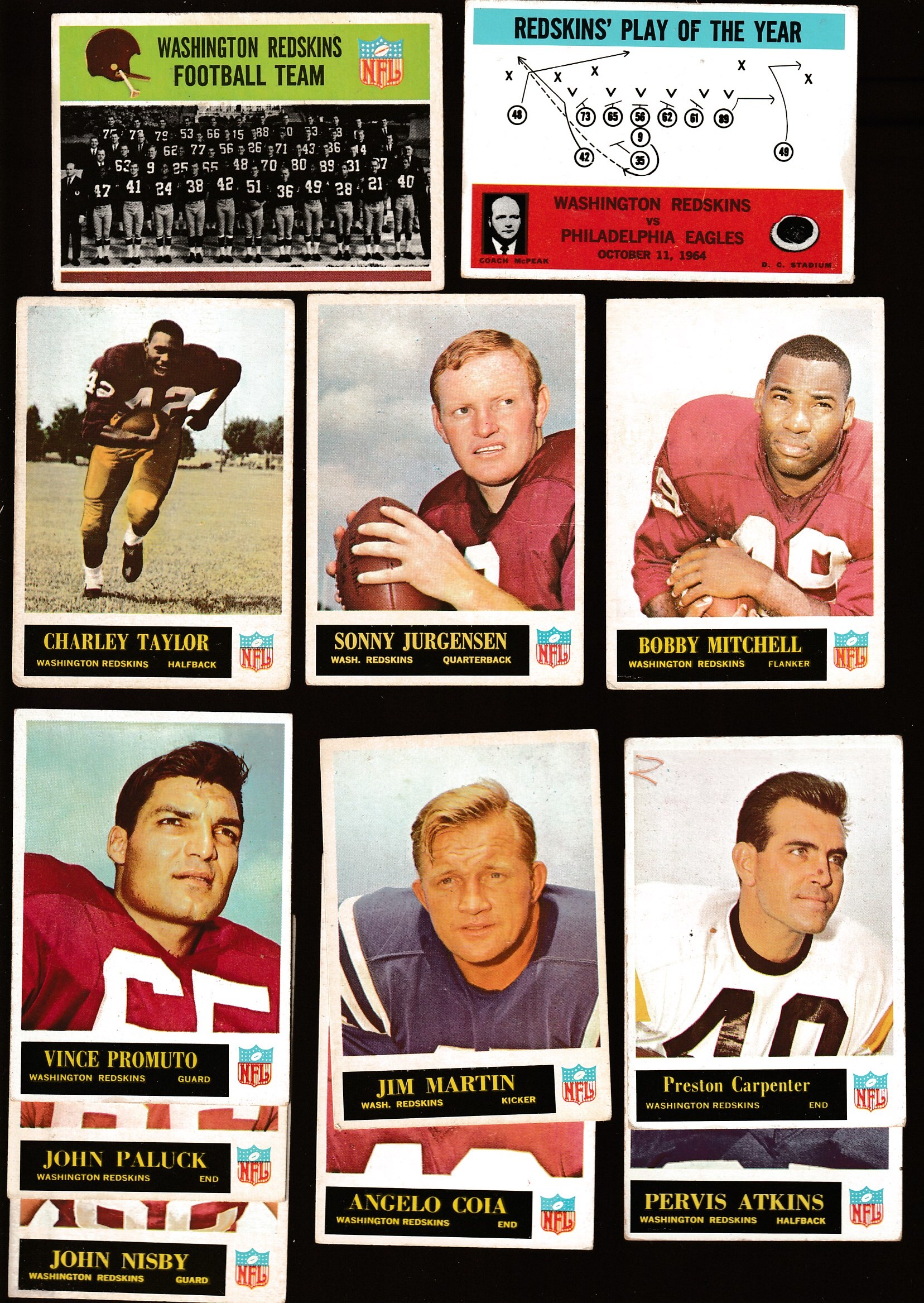 1965 Philadelphia FB  - REDSKINS - Near Complete TEAM SET (11/14) Football cards value