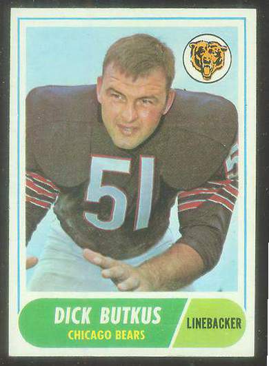 1968 Topps FB #127 Dick Butkus [#a] (Bears) Football cards value