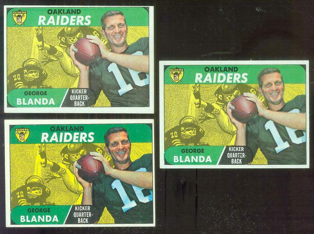 1968 Topps FB #142 George Blanda [#a] (Raiders) Football cards value