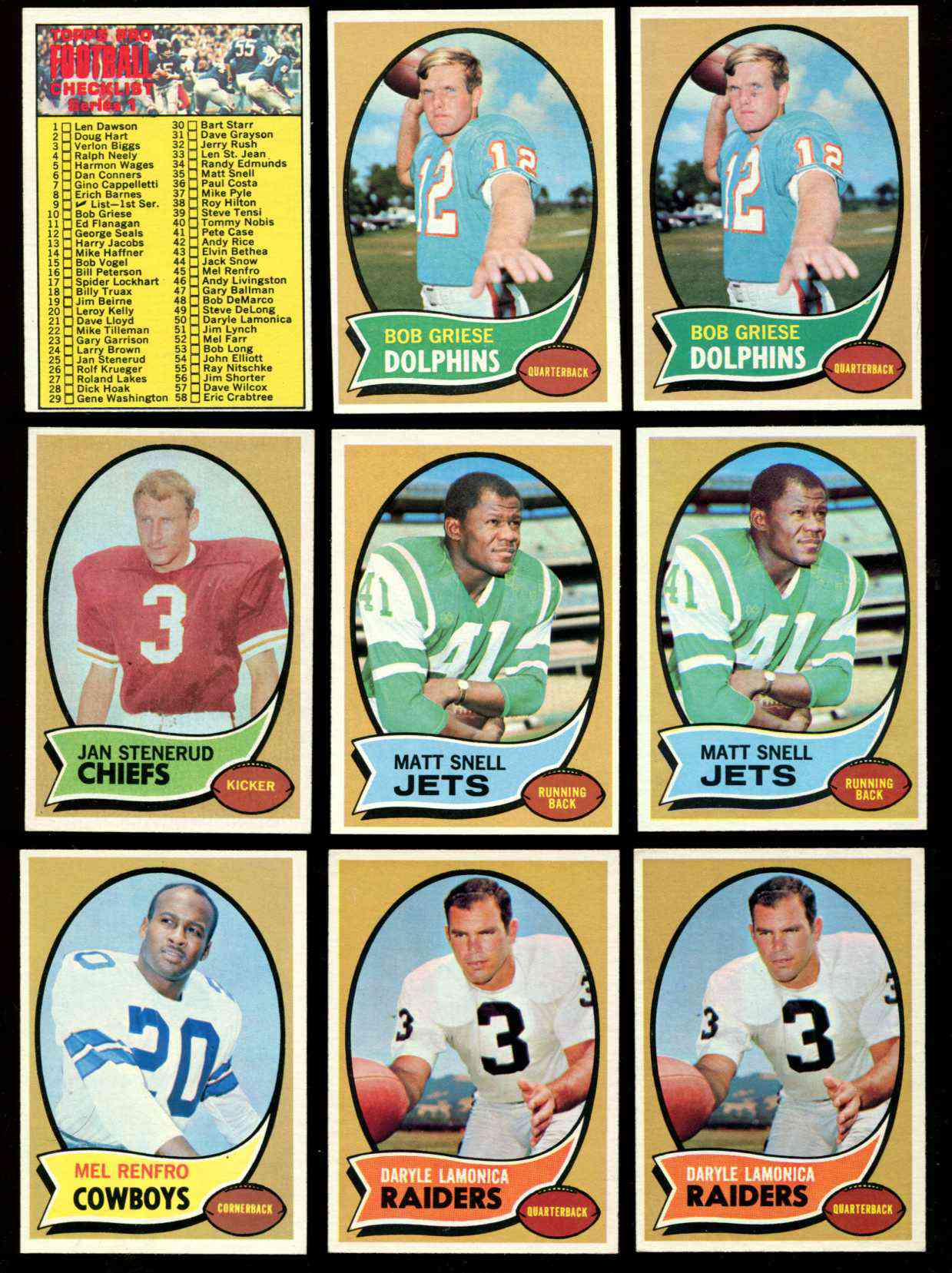 1970 Topps FB # 10 Bob Griese (Dolphins) Football cards value