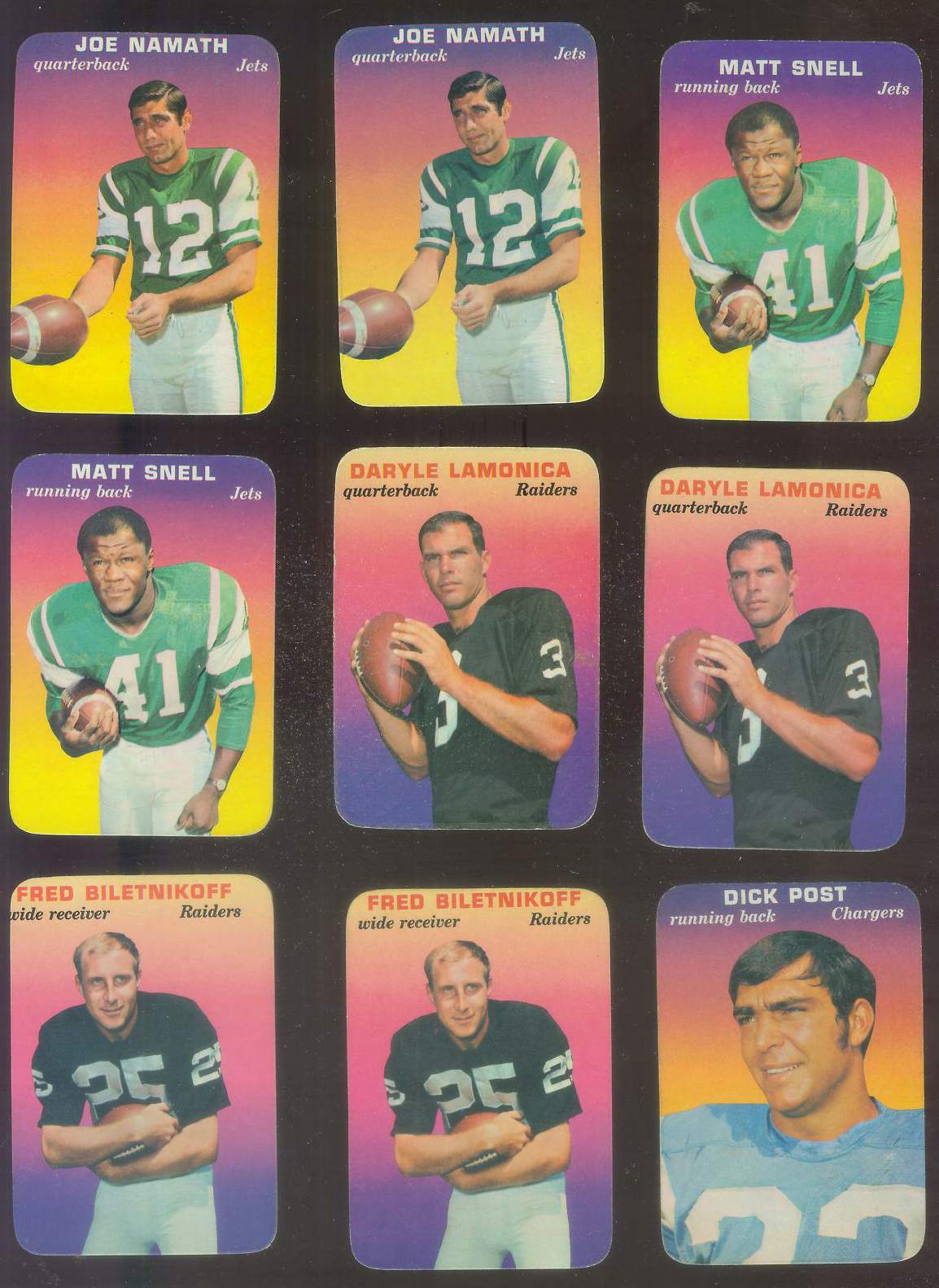 1970 Topps Glossy #29 Joe Namath - FB Insert (Jets) Football cards value