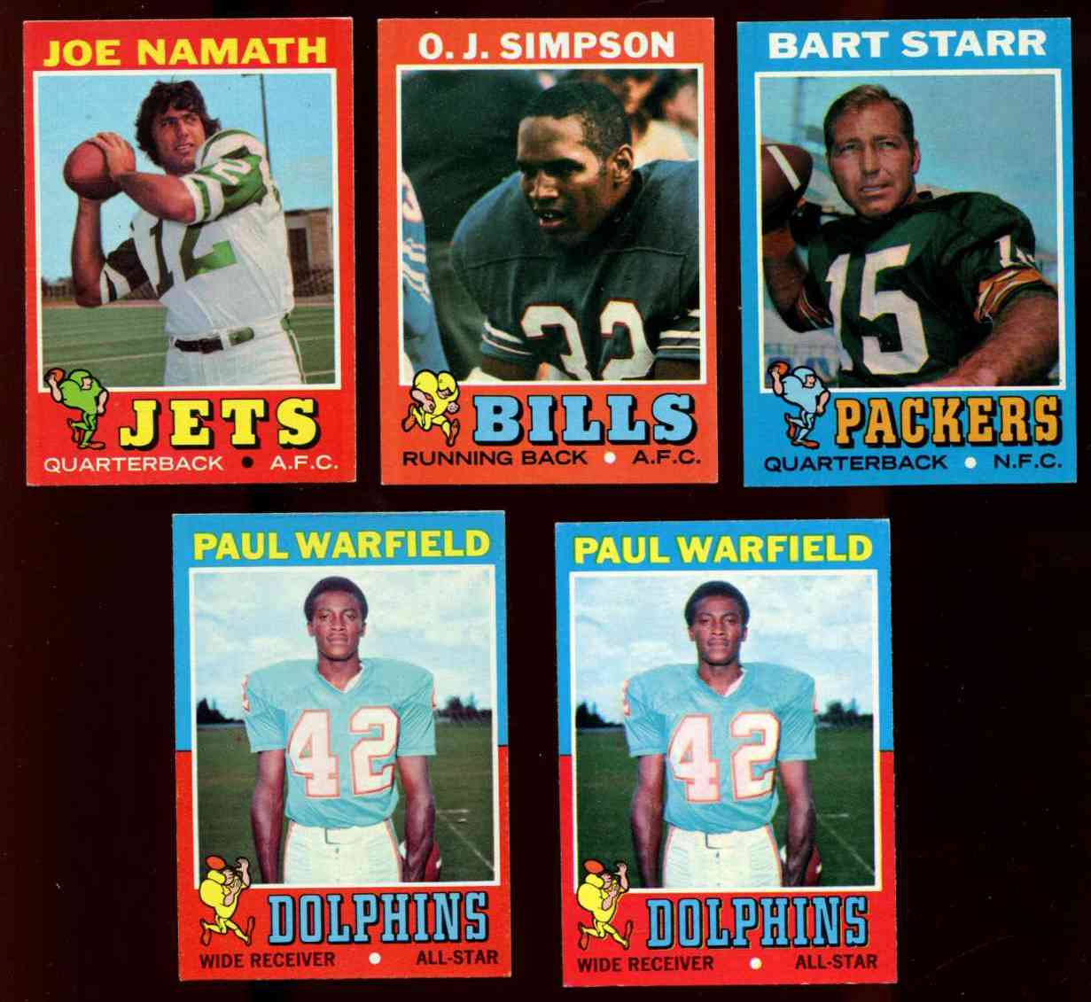 1971 Topps FB #250 Joe Namath (Jets) Football cards value