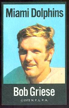 Bob Griese - 1972 NFLPA FABRIC FB card Football cards value