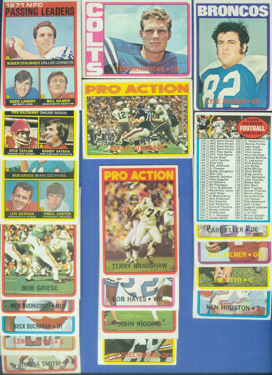1972 Topps  Football - Lot (150) diff. PACKED! STARS,ROOKIES,HALL-of-FAMERS Football cards value