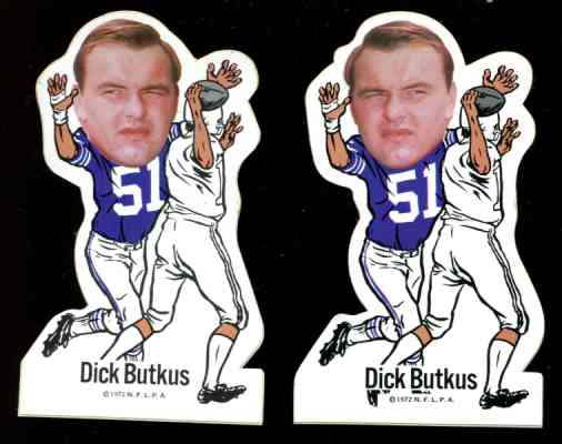  Dick Butkus - 1972 NFLPA Vinyl Sticker FB **REV** (right eye closed more) Football cards value