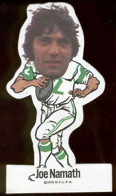  Joe Namath - 1972 Vinyl Sticker FB ** REVERSED NEGATIVE *** Football cards value