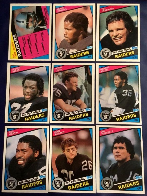  RAIDERS - 1984 Topps FB Near Complete Team Set (18/19 + 3 Bonus) Football cards value