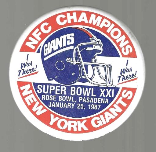  NY Giants - 1987 NFC Champions VINTAGE 3 in. button/pin  [SUPER BOWL XXI] Baseball cards value