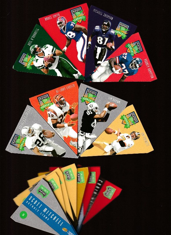 1996/1998 Playoff PENNANTS - Lot of (21) different Football cards value