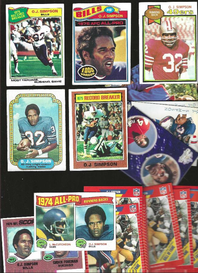 O.J. Simpson - COLLECTION (1974-1994) - Lot of (35) w/(11) different Football cards value