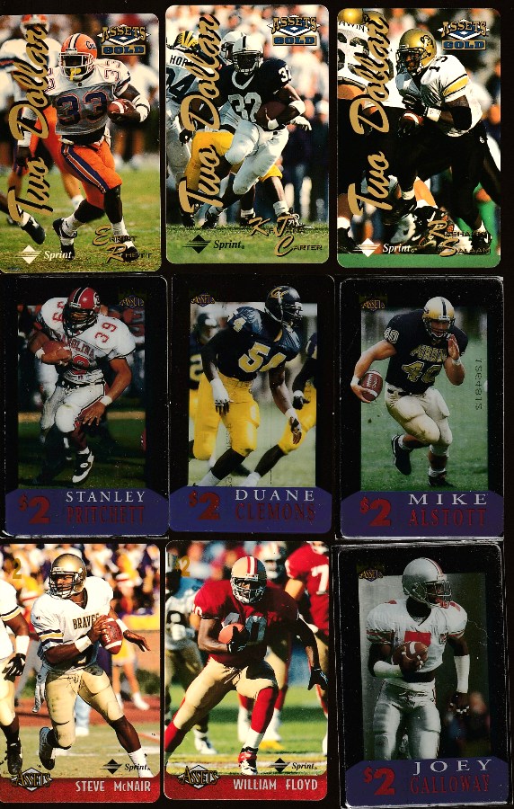 1995-1997 Football PHONE CARDS - Lot of (41) with (31) different Football cards value