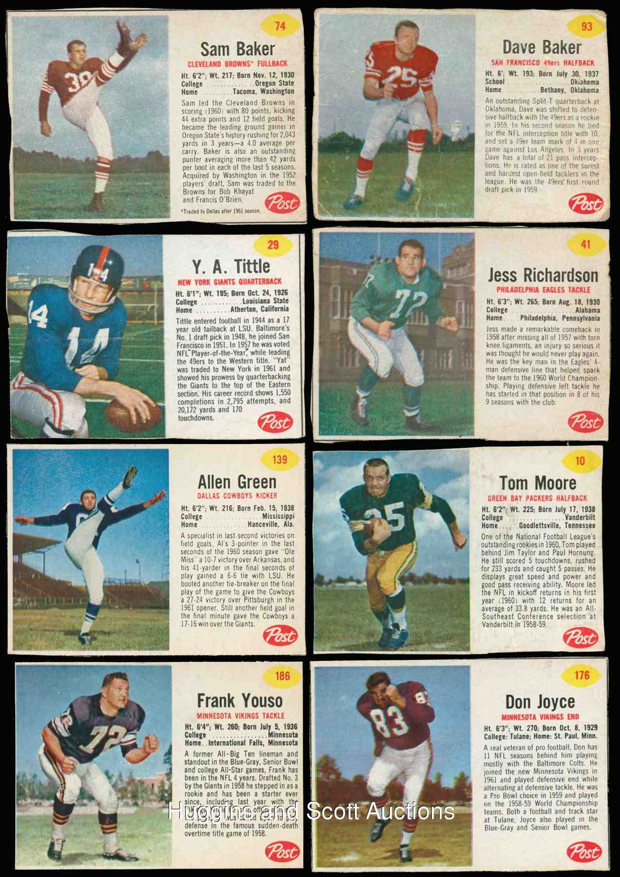 1962 Post Cereal FB # 10 Tom Moore SHORT PRINT (Packers) Football cards value