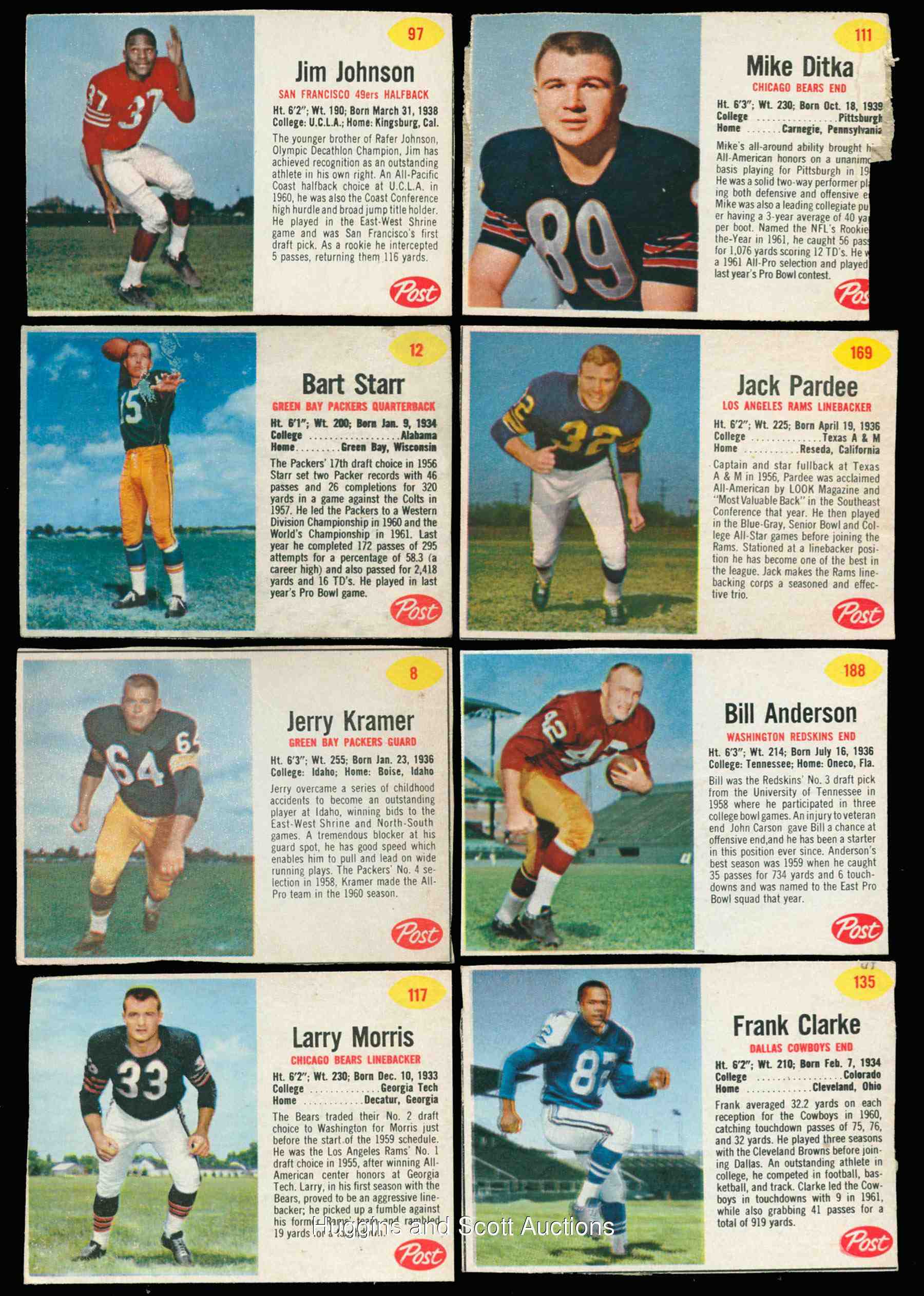 1962 Post Cereal FB #188 Bill Anderson SHORT PRINT (Redskins) Football cards value