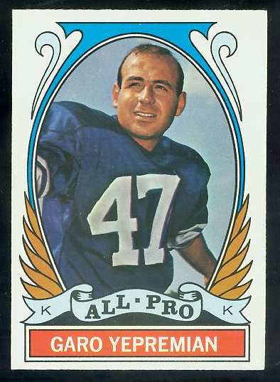 1972 Topps FB #275 Garo Yepremian VERY SCARCE SHORT PRINT (Dolphins) Football cards value