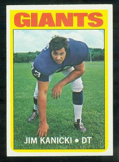 1972 Topps FB #305 Jim Kanicki [#a] VERY SCARCE SHORT PRINT (Giants) Football cards value