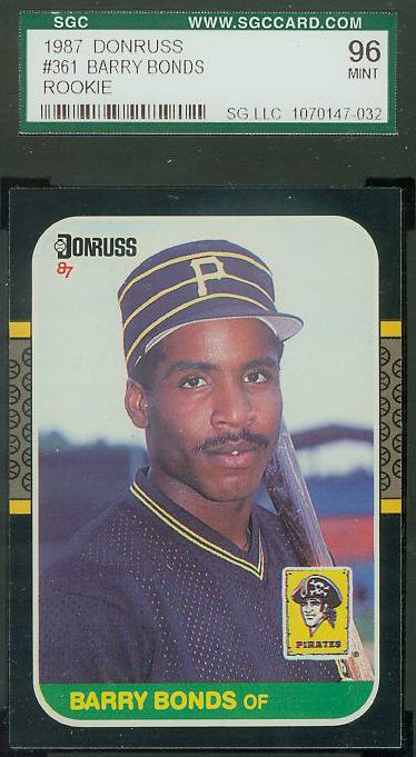 Barry Bonds - 1987 Donruss #361 ROOKIE [SGC-96 MINT] (Pirates) Baseball cards