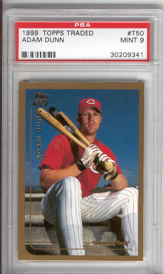 Adam Dunn - 1999 Topps Traded #T50 ROOKIE [PSA-9 MINT] (Reds) Baseball cards