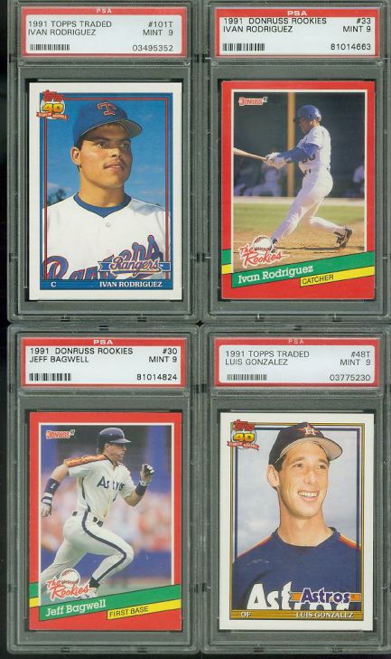  1991 Topps Traded & Donruss Rookies - Lot of (4) [PSA-9 MINT] Baseball cards