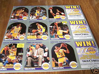 1990-91 TACO BELL LAKERS Panels - Lot of (18) COMPLETE 3-card panels Basketball cards value