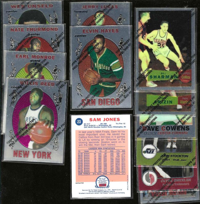 1996-97 Topps Finest Reprints REFRACTOR ERRORS - Lot of (13) different Basketball cards value
